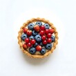 © KIMOG - Wild Berry Tartlet with Fresh Blueberries and Red Currants Isolated on White Background