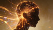 © Іоанн  - Artificial intelligence robot head profile with glowing digital brain neural network connections and cyber data infrastructure, generative AI