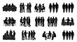 © Logo mania - Silhouette icons of business people interacting.