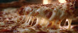 © ELITE STOCK - A slice of pepperoni pizza with melted mozzarella cheese being pulled away close up food photography pull italian close up culinary