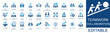 © Iconify - Teamwork and collaboration solid icon set. Featuring partnership, team vision, team leader, roadmap, Team Workflow, brainstorming, and productivity. Editable vector icon for Team Strategy and synergy.