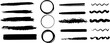 © Ink Magic - Hand Drawn Black Brush Stroke Line Set Vector Illustration, Grunge Textured Paint Smudge Circle Frame For Banner Layout, Retro Ink Border Overlay Artistic Decoration Asset Pack