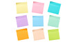 © AbdulWaheed - Nine blank square sticky notes in a vibrant array of pastel colors.