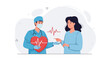© Inka - Doctor holding heart with EKG line, consulting patient, symbolizing cardiac care, health, and medical consultation.