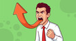 © Jahanara - Angry Businessman with Long Tongue and Upward Arrow Cartoon Vector Illustration