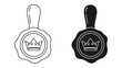 © abidakhatun - Royal Seal Stamp: A refined illustration features a royal seal or stamp, distinguished by an elegant crown emblem within a circular border, presented in both outline and solid black designs.