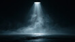 © coma3d - Cinematic dark studio background with a single dramatic spotlight shining through smoke