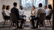 © Aliaksandra - workplace mental health, employees gather in a circle, sharing feelings about holiday stress in december