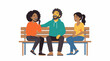 © Bisre Stock - Three people sitting on bench.
