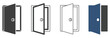 © gevan - Open Door Icons Featuring Right Opening Door Symbols for Entry, Exit, Room Access, Architecture and  Applications, Vector Illustration
