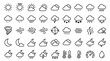 © Designcity32 - Comprehensive set of minimalist weather icons featuring sun rain and clouds in a clean linear style