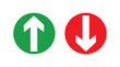 © SHUVO - Up and Down Arrows: A pair of arrows, one white arrow pointing up inside a green circle and another white arrow pointing down inside a red circle.