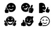 © Maisa - Thumbs Up Icons, Positive Feedback Symbols, Approval Emoticons, Success Gestures, Vector Set