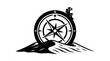 © Nabil - Minimalist explorer sitting on a mountain peak with a compass navigation symbol representing travel and adventure
