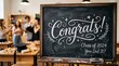 © olga - Congratulations Class of 2024! A blackboard with elegant calligraphy announcing Congrats! Class of 2024 You Did It!. In the blurred background.