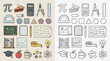© renender - Collection of colorful and monochrome math and science icons and symbols for education and learning.