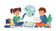 © ani - Children learning with books and tablet imaginative concepts