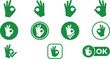 © marjanmia - Green OK Hand Gestures Collection with Checkmark and Circle Icons for Approval and Success