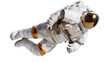 © VSTOCK - White astronaut suit with golden helmet floating in space, isolated on transparent background
