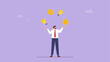 © yedsgn - Businessman entrepreneur juggling lightbulb and money dollar coin. Idea to make money, entrepreneur to invent and make profit from new idea, investing strategy or creativity to earn money concept.