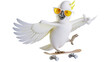 © VSTOCK - White cockatoo wearing sunglasses riding a skateboard, isolated on transparent background