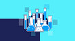 © Cora - Scientific Equipment: Modern Laboratory Illustration on Blue and Dark Blue Background