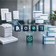 © Pipia - Automated data entry workflow concept with documents and database blocks