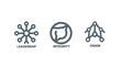 © Hadyuni - Abstract icons representing leadership integrity and vision concepts.