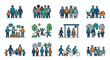 © bahlil - Diverse people groups, families, community, activities, urban and suburban life icon set