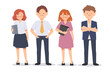 © Felizlalala - Business people in organization office with businessman and businesswoman and freelance job character.