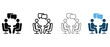 © BIBI - People talking to each other in pairs with speech bubbles above them in different line styles and colors on white background