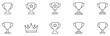 © BLACK Studio - Trophy Cup and crown Line Icon Set. Trophy Cup Award and Success Icon. suitable for apps, websites, ui design, sports graphics and vector competition projects. Vector illustration