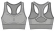 © savindi - Women's Seamless Sports Bra Technical Drawing, Performance Activewear CAD Flat Template, Breathable Athletic Apparel Vector Illustration, Isolated on White Background