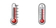 © FryArt - Set of two scientific glass thermometers measuring temperature with red liquid and calibration marks