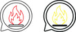 © Subodh - Two speech bubble in black outline, one containing a red flame and the other a yellow flame, isolated on a white background
