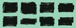 © MadhobiRani - Set of eight black textured paint stroke squares and rectangles on a light green background