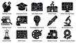 © jubayer95 - Education and learning puzzle icons for academic success vector.