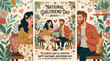 © 31 - National Girlfriend Day, August 1, celebration illustration, friendship and love concept, social media post template