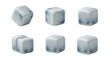 © SUUGOIisME - isolated ice cubes in various orientations on a white background suggesting refreshment and cold beverages for use in advertising