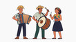 © SHADOW NB - Diverse group of musicians playing traditional instruments like accordion drum and triangle in a festive celebration