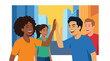 © Jersey - Diverse Group High Five Together.