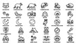 © MdSakib - Raccoon and Forest Wildlife Icon Collection with Masked Mammal Woodland Nature and Conservation Symbols Editable Vector Set