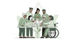© Jersey - Diverse people eating together.
