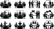 © MdAriful - Business Meeting and Office Collaboration Silhouette Collection with Conference and Video Call Vector Set