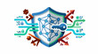 © Neda - Digital shield with key protecting network against cyber threats