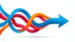 © Ms - Colorful Intertwined Ribbon Arrow Loop in Minimalist White Background