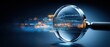 © The Little Hut - Magnifying glass focusing on digital data stream with glowing lines and code
