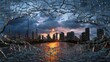 © EKA - Broken glass reveals cityscape