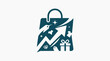 © Bassi images - A shopping bag icon filled with abstract elements symbolizing growth, diamonds, and gift boxes, representing retail success.