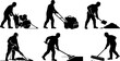 © PNG images - Set of construction workers silhouettes performing various road works vector illustration